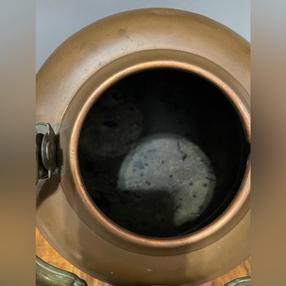 Vintage copper teapot kettle tin lined inside & wood handle - Picture 11 of 11